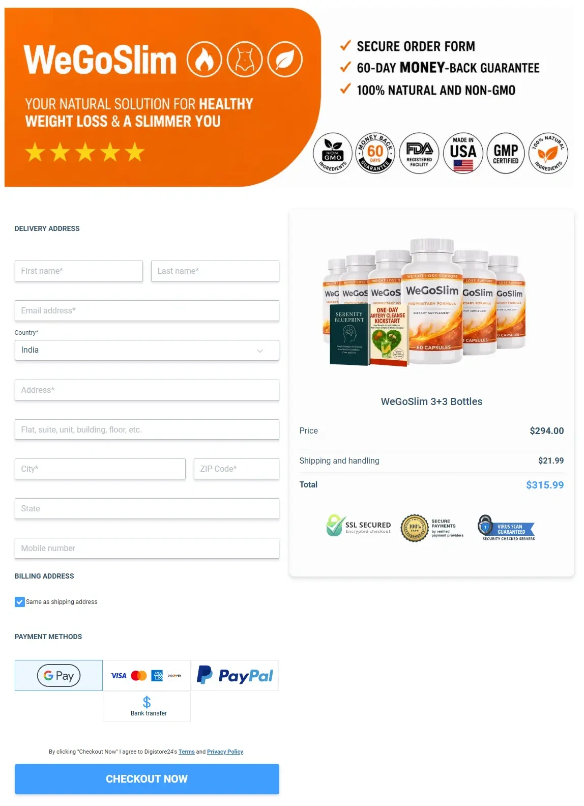 WeGoSlim Cart Section